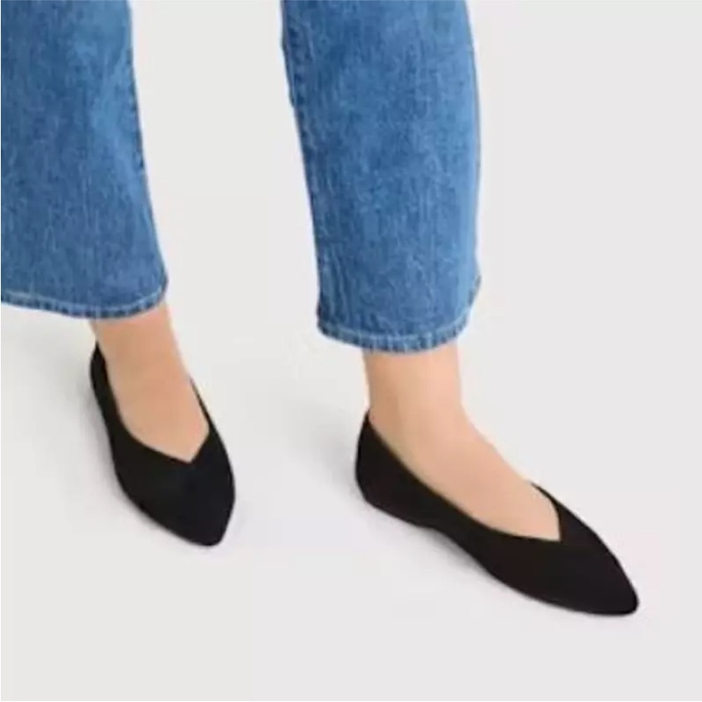 Birdies Goldfinch black Suede Pointed Toe ballet Flats Size 8